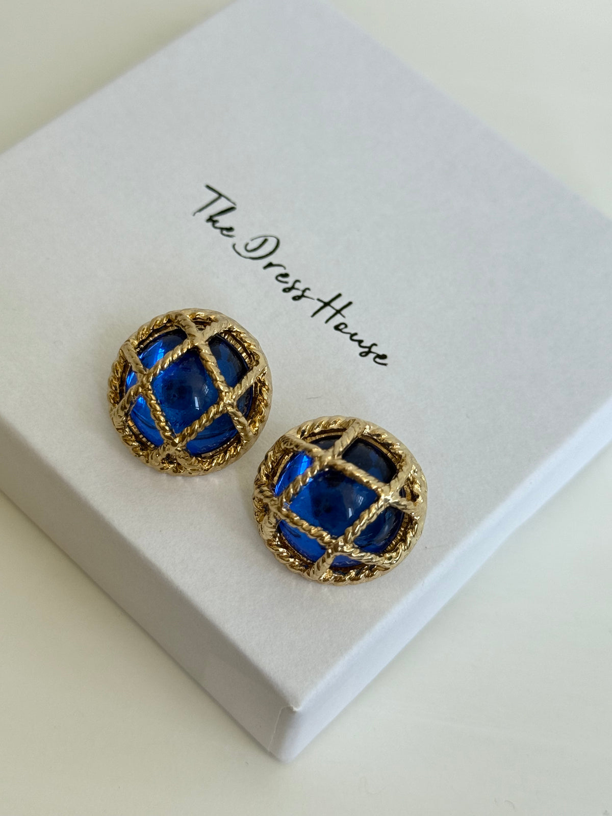 Aria - Blue Gold Statement Stud Earring