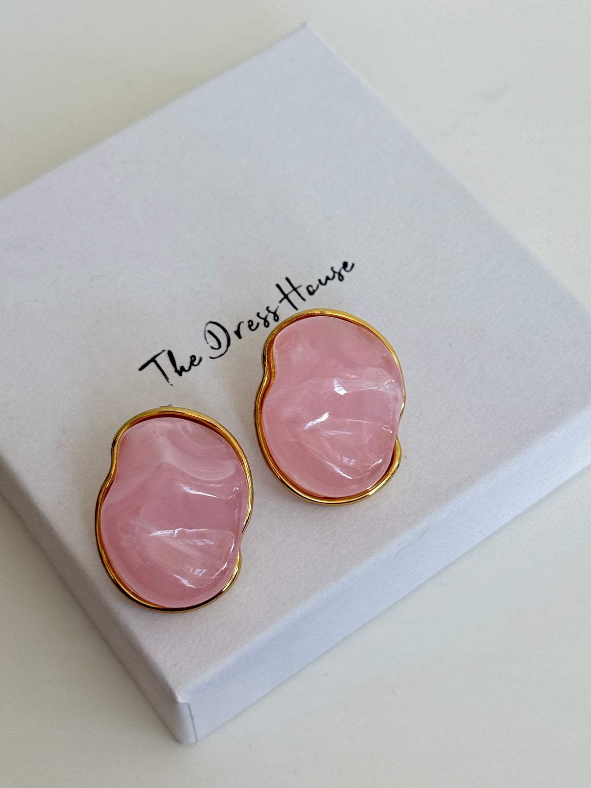 Nikki - Gold Pink Statement Earring