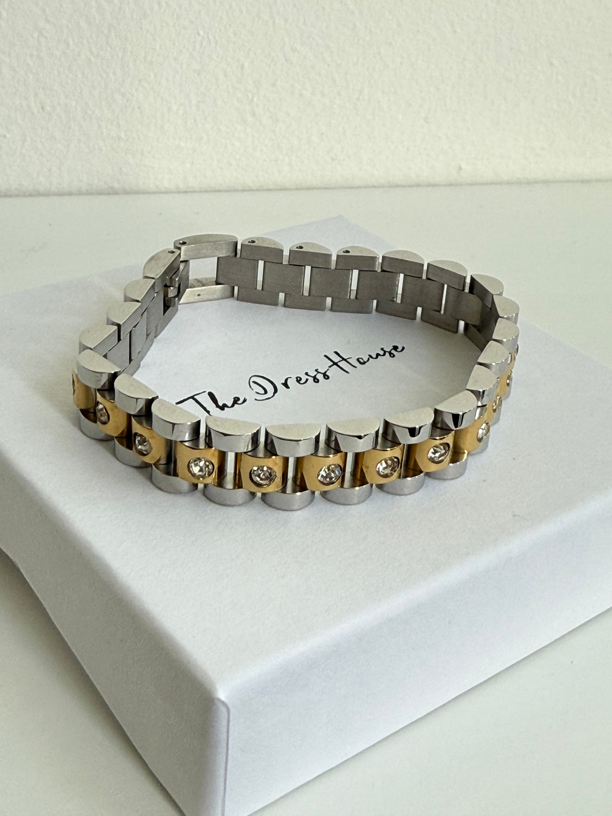 Macy - Gold Silver Diamanté Bracelet