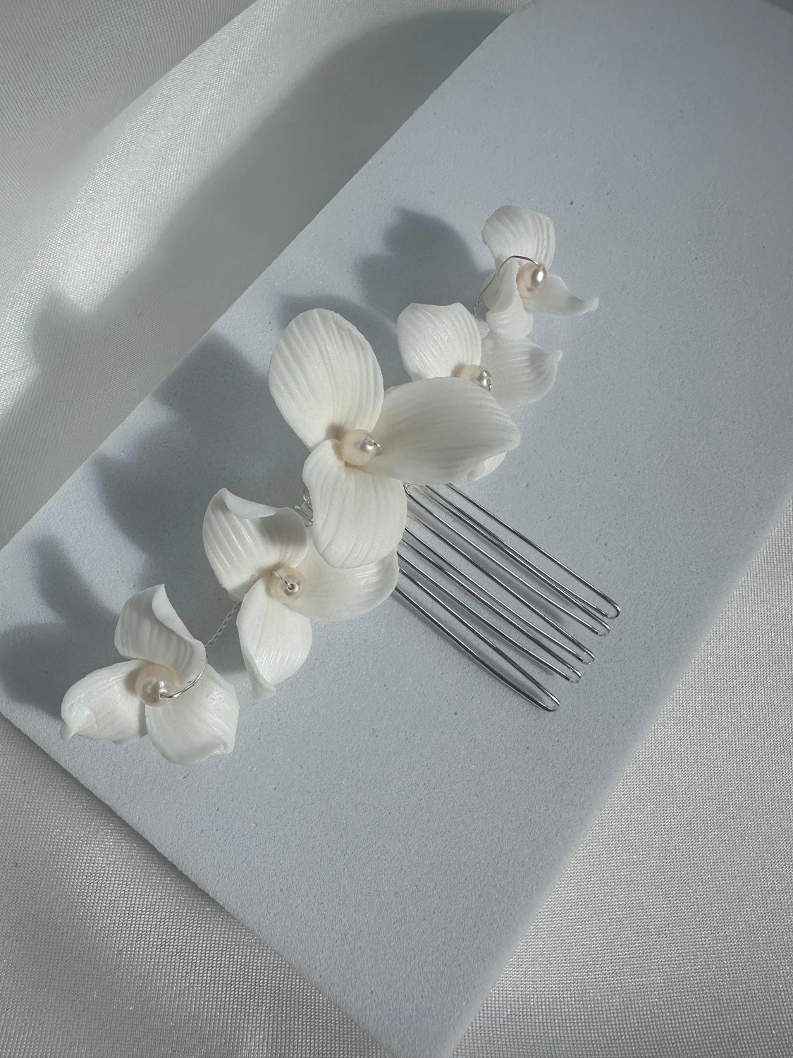 Ally - Ceramic Bridal Hair Comb Slide Pearl