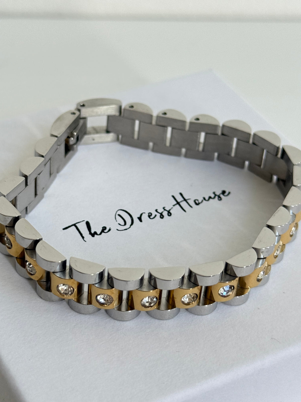 Macy - Gold Silver Diamanté Bracelet