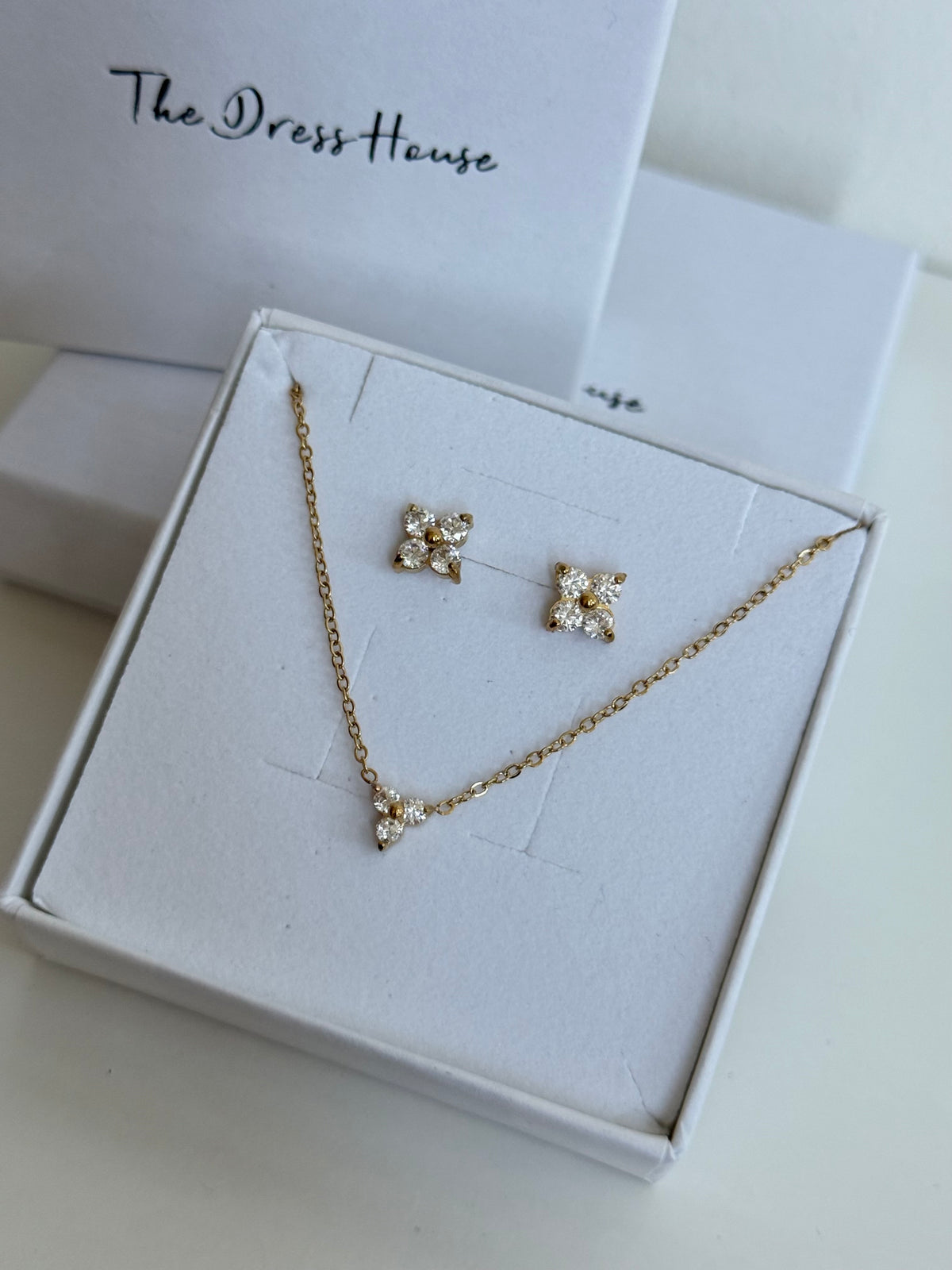 Amber - Gold Necklace Earring Set