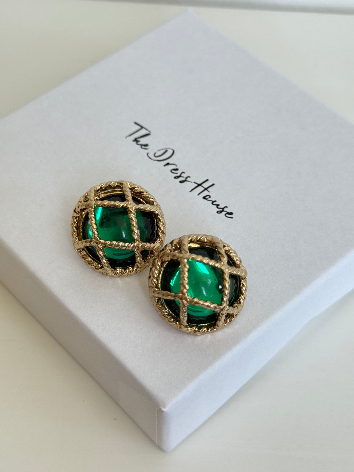 Aria - Green Gold Statement Stud Earring