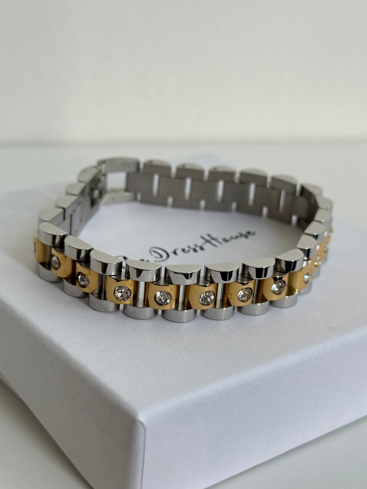 Macy - Gold Silver Diamanté Bracelet