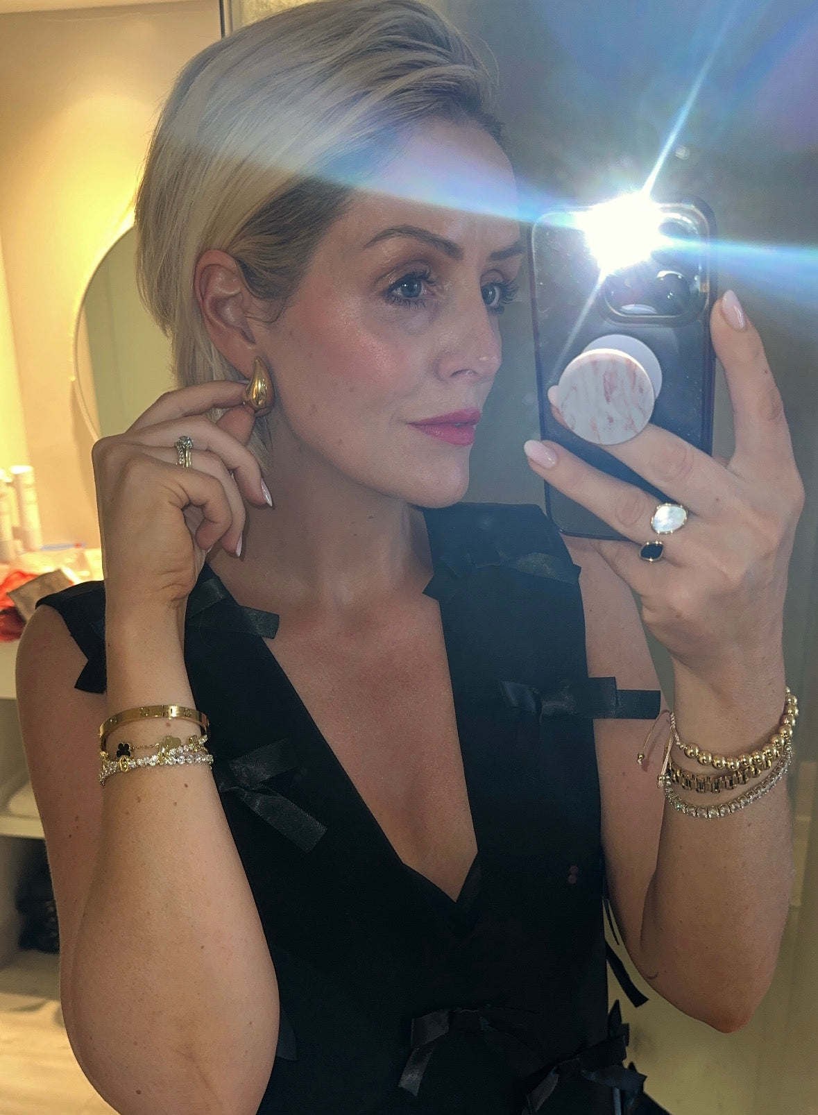 Maria gold large dome earrings