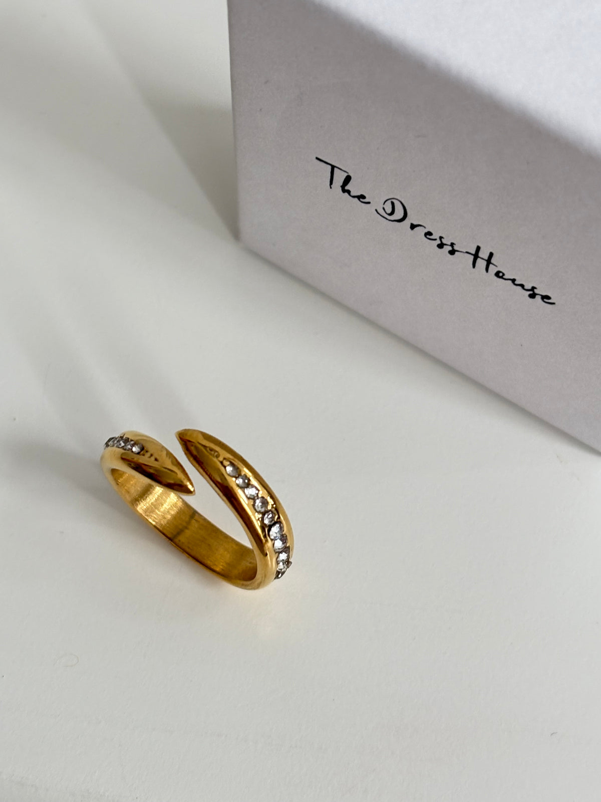 Edita - Gold Diamanté Adjustable Ring