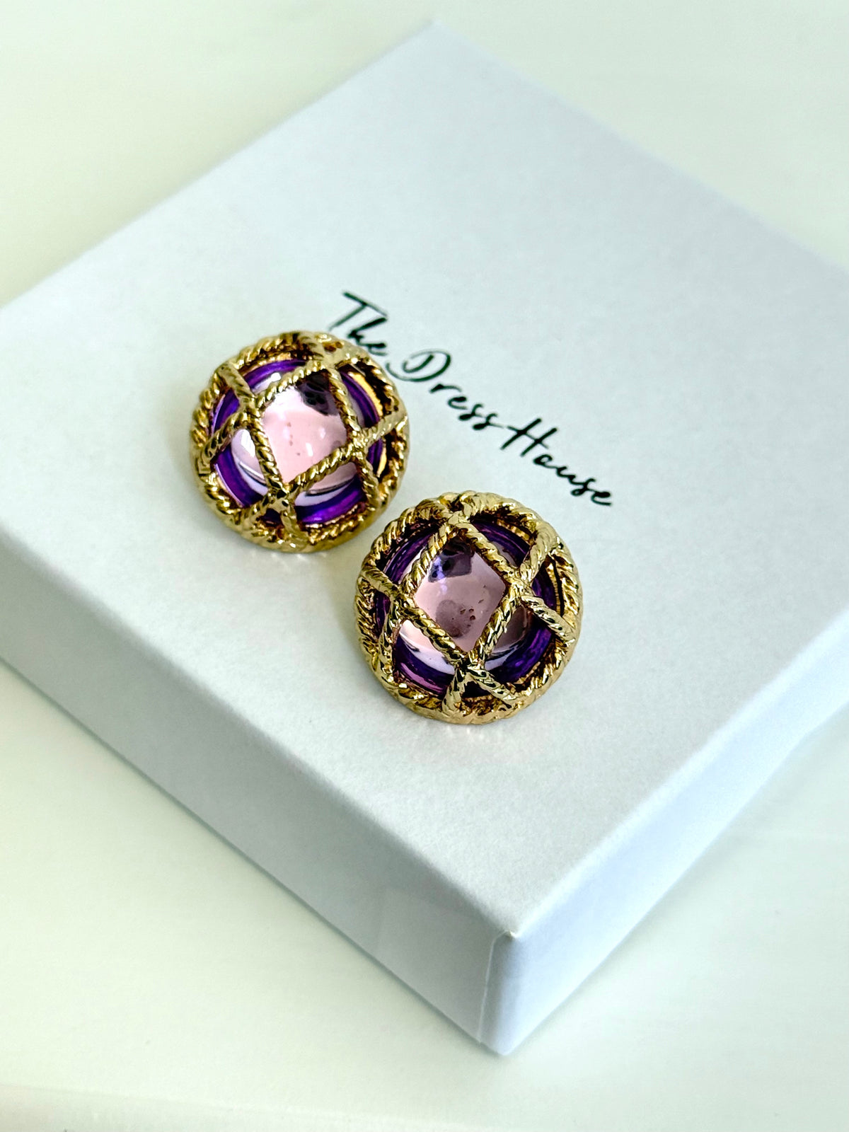Aria - Lilac Gold Statement Stud Earring