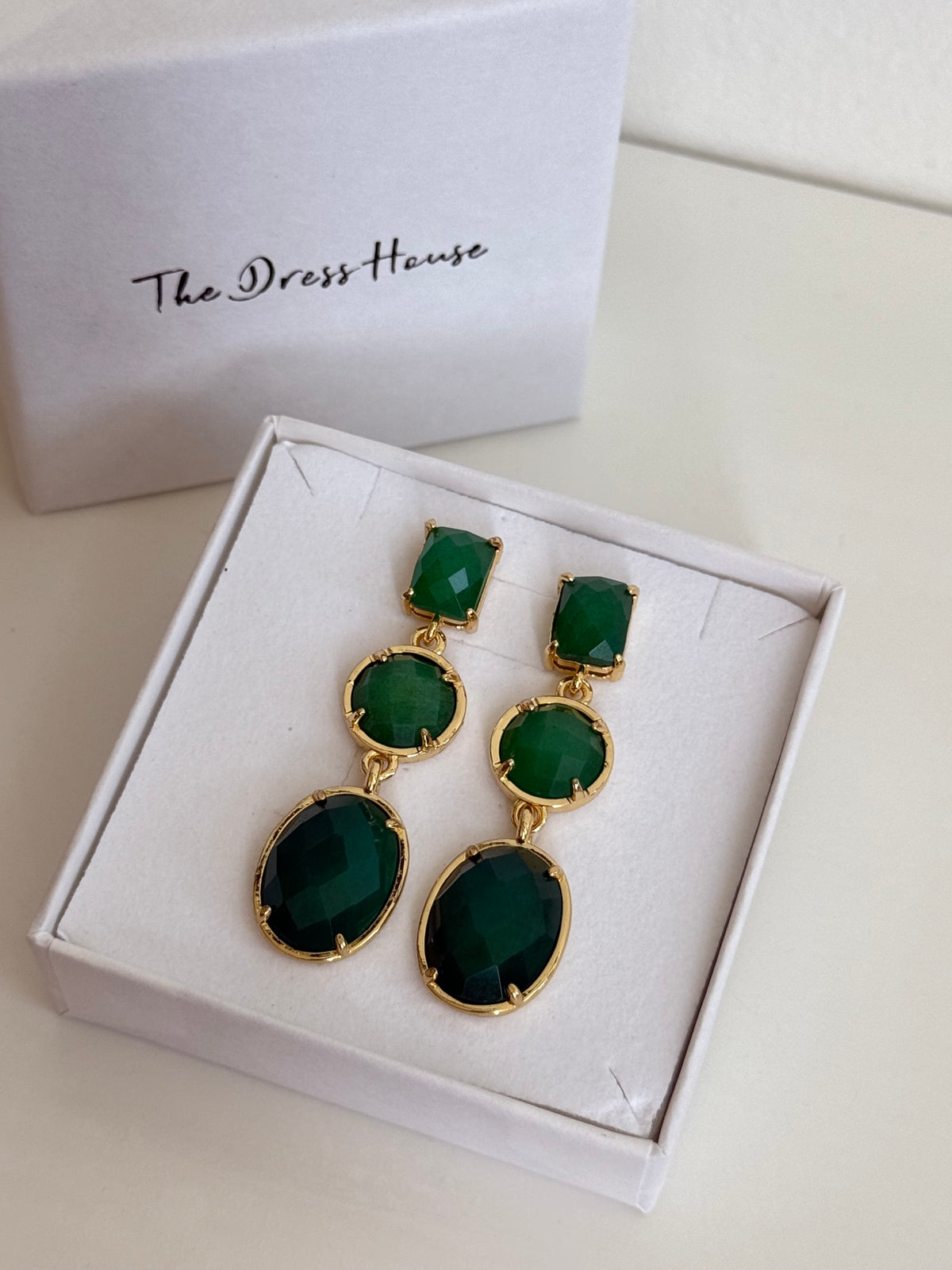Aoife - Green Gold Statement Earring