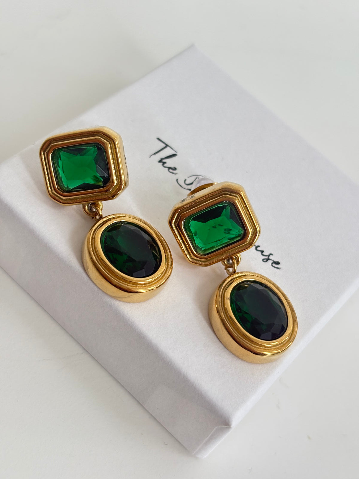 Kacy - Green Gold Statement Earring