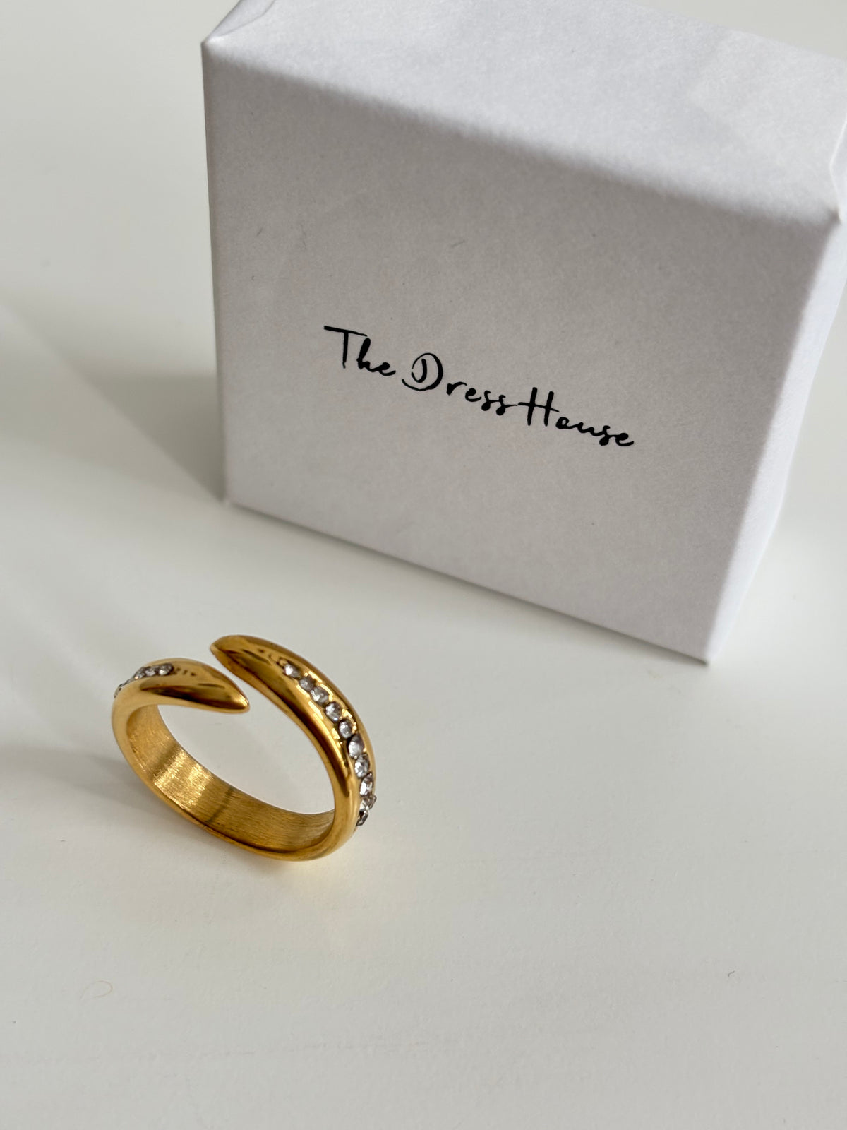 Edita - Gold Diamanté Adjustable Ring