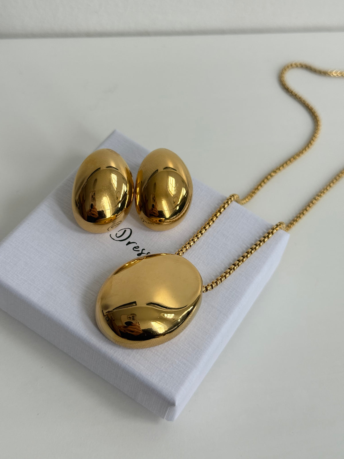 Cleo - Gold Necklace (long) Earring Set