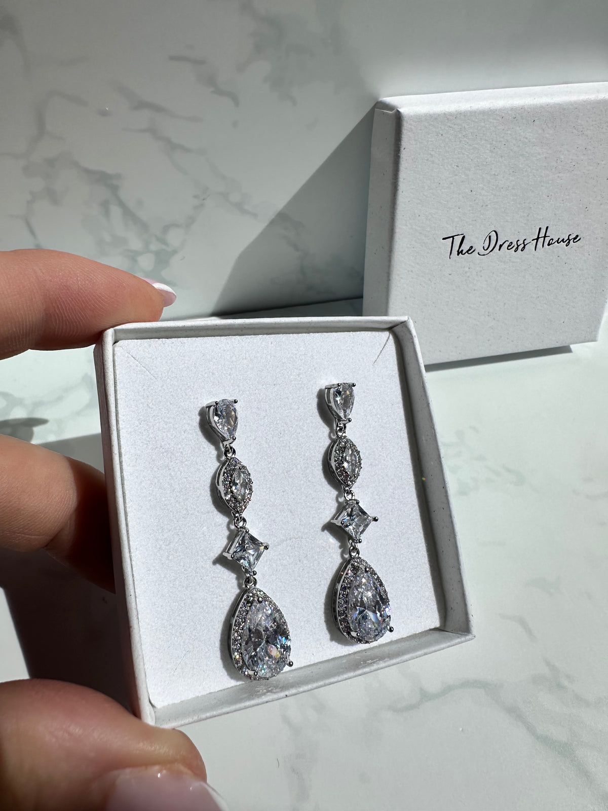 Ashlinn - Silver Diamanté Earring