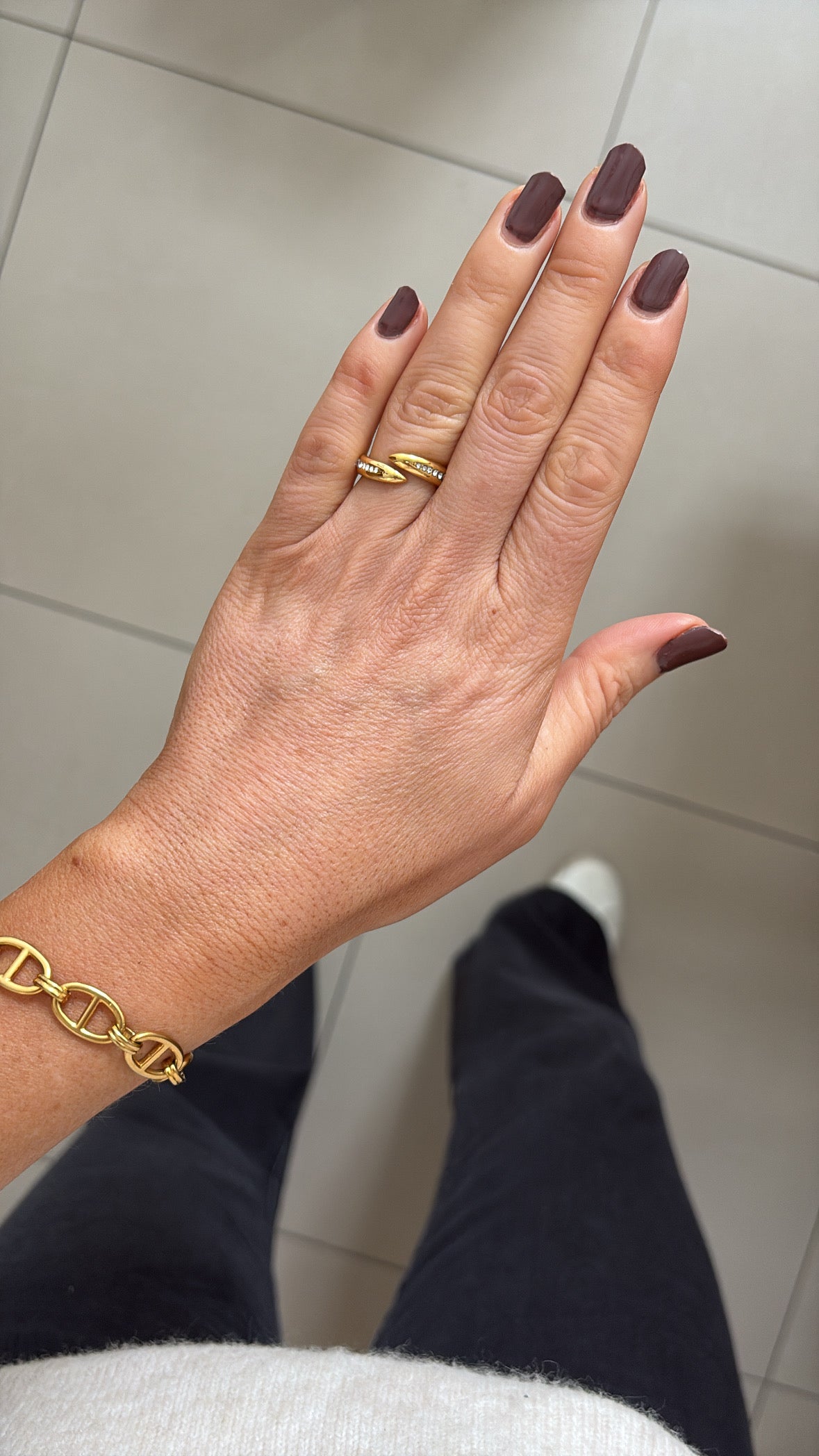 Edita - Gold Diamanté Adjustable Ring