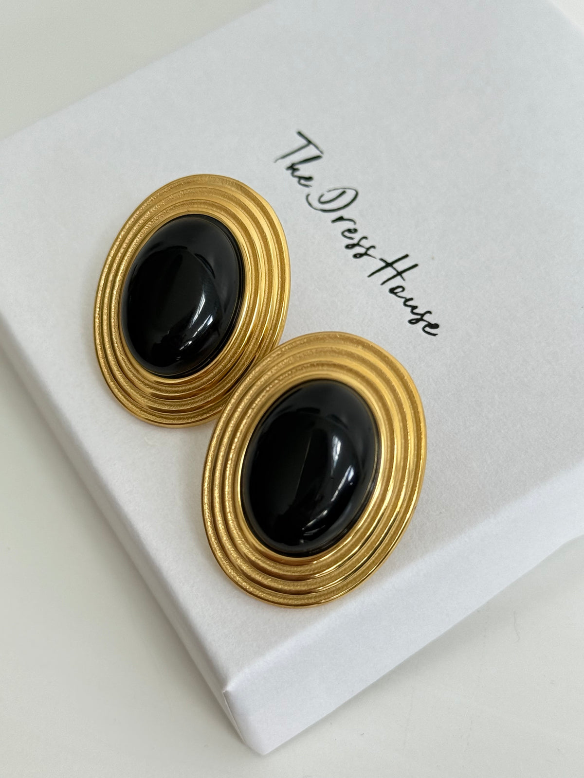 Allie - Black Gold Statement Stud Earring