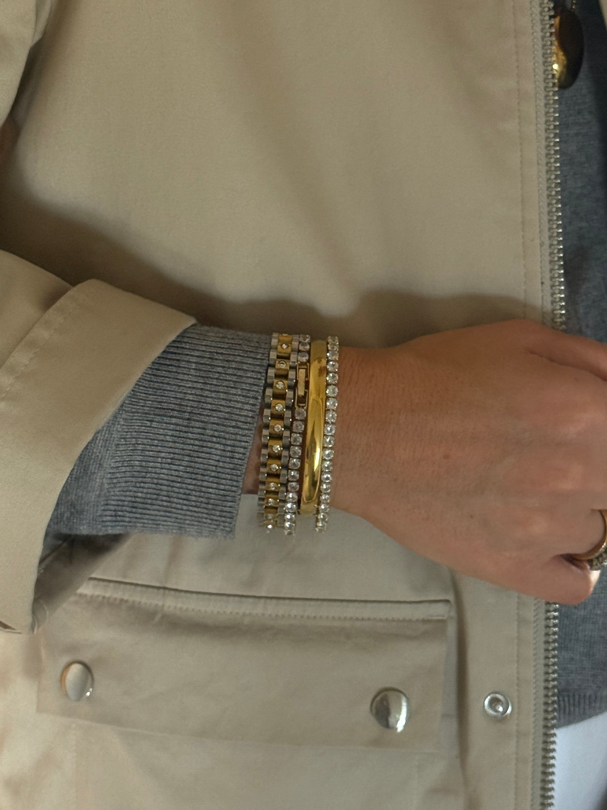 Macy - Gold Silver Diamanté Bracelet