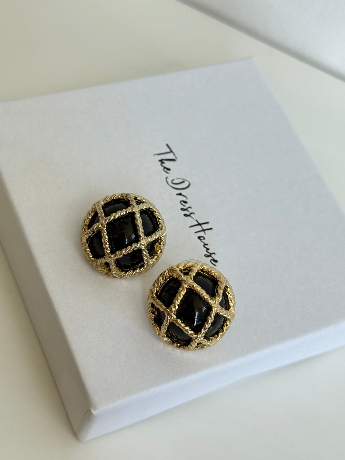 Aria - Black Gold Statement Stud Earring