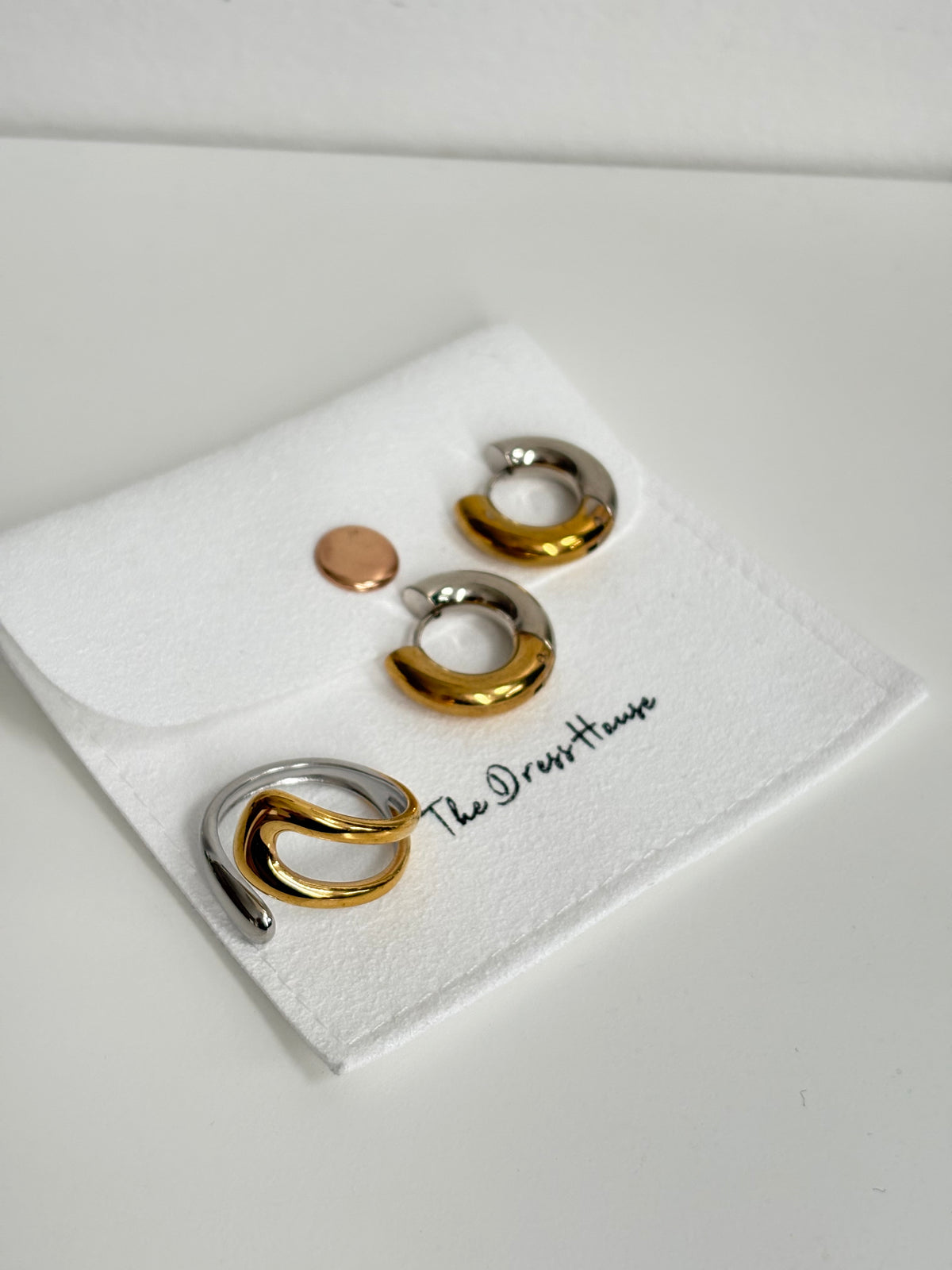 Dress House Gift Set 74 - Gold Silver Earring Ring