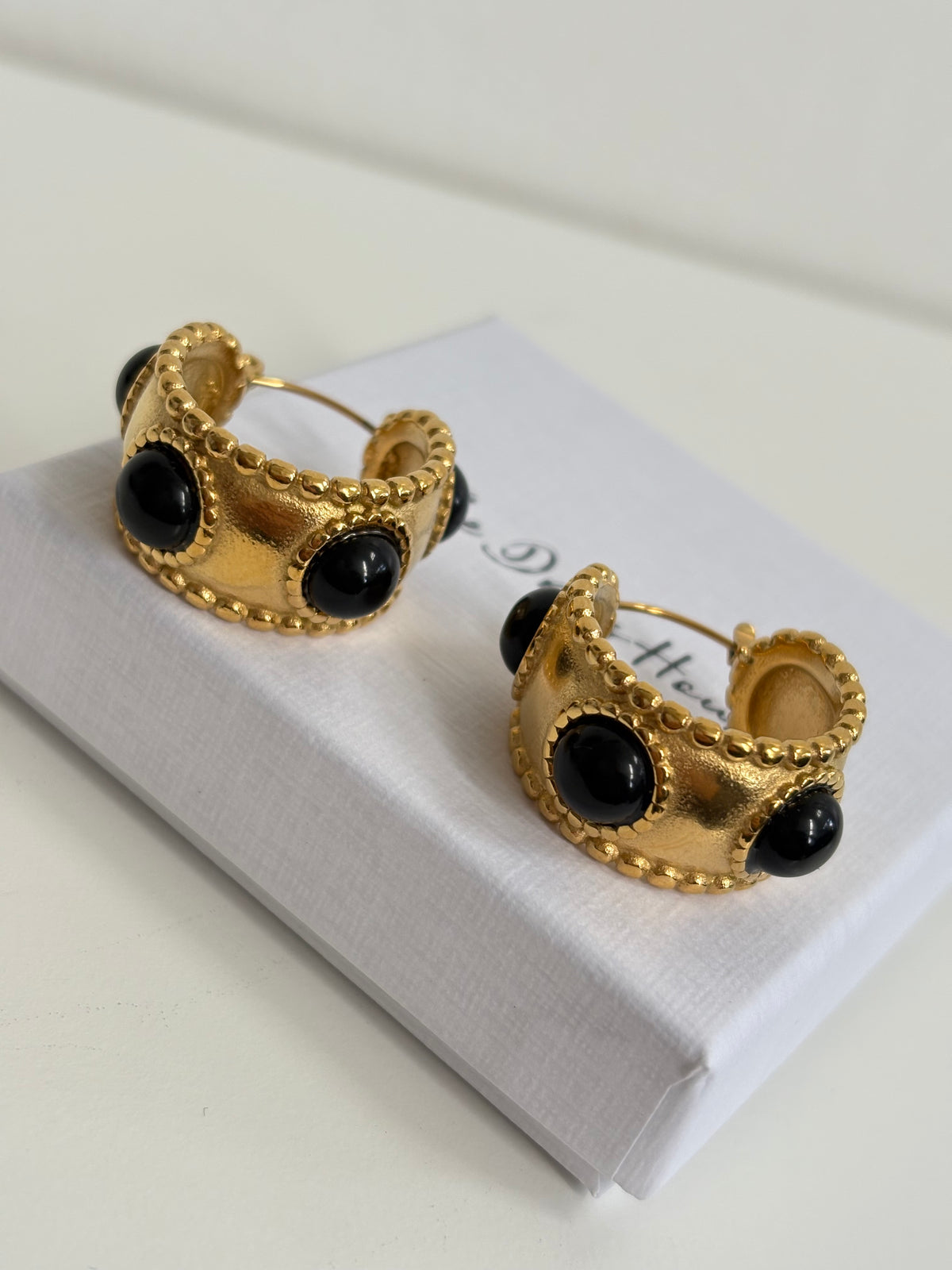 Jayne - Gold Black Hoop Earring