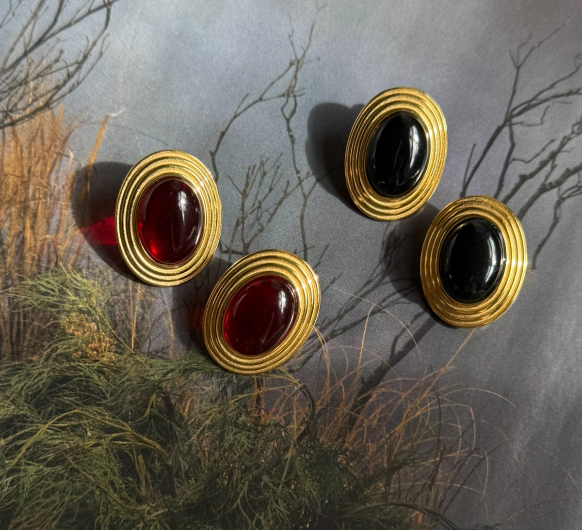 Allie - Black Gold Statement Stud Earring