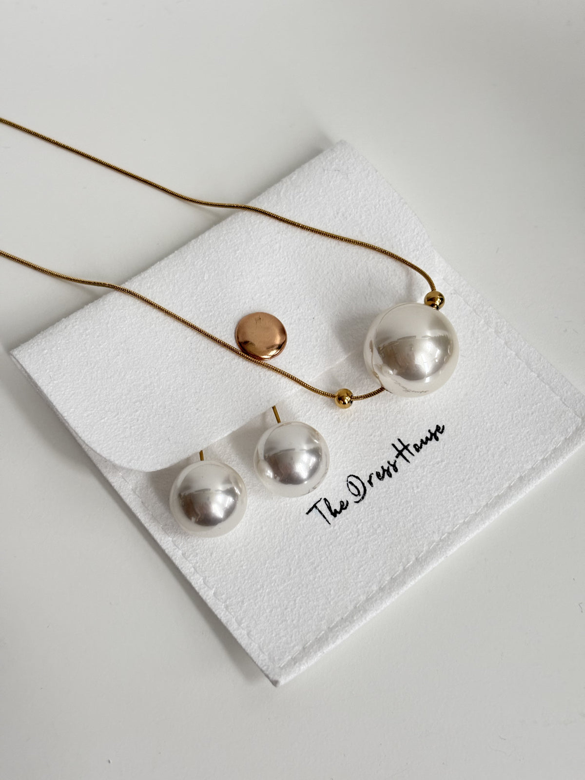 Dress House Gift Set 72 - Gold Pearl Necklace Earring