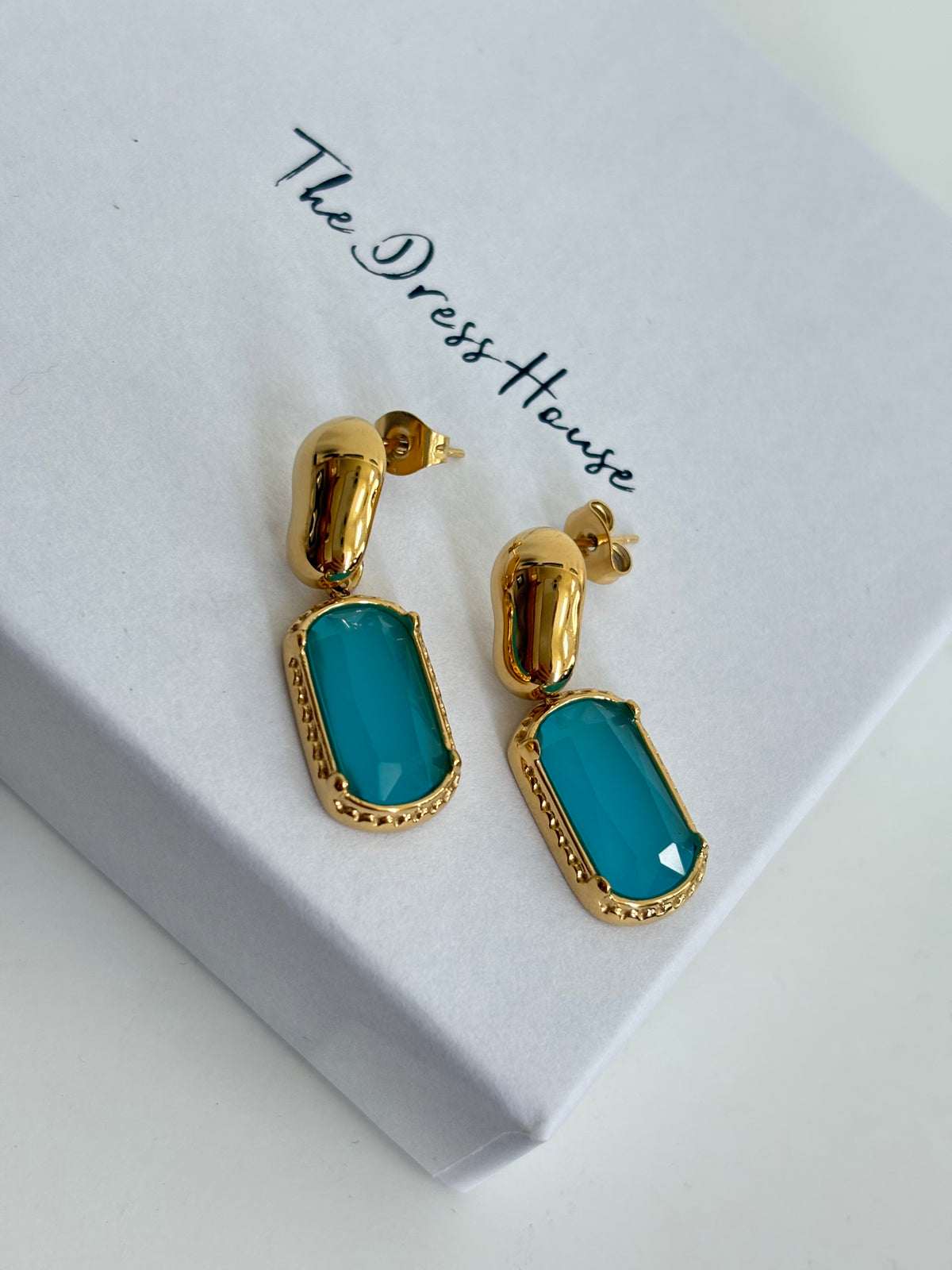 Darcy May - Aqua Blue Gold Earring