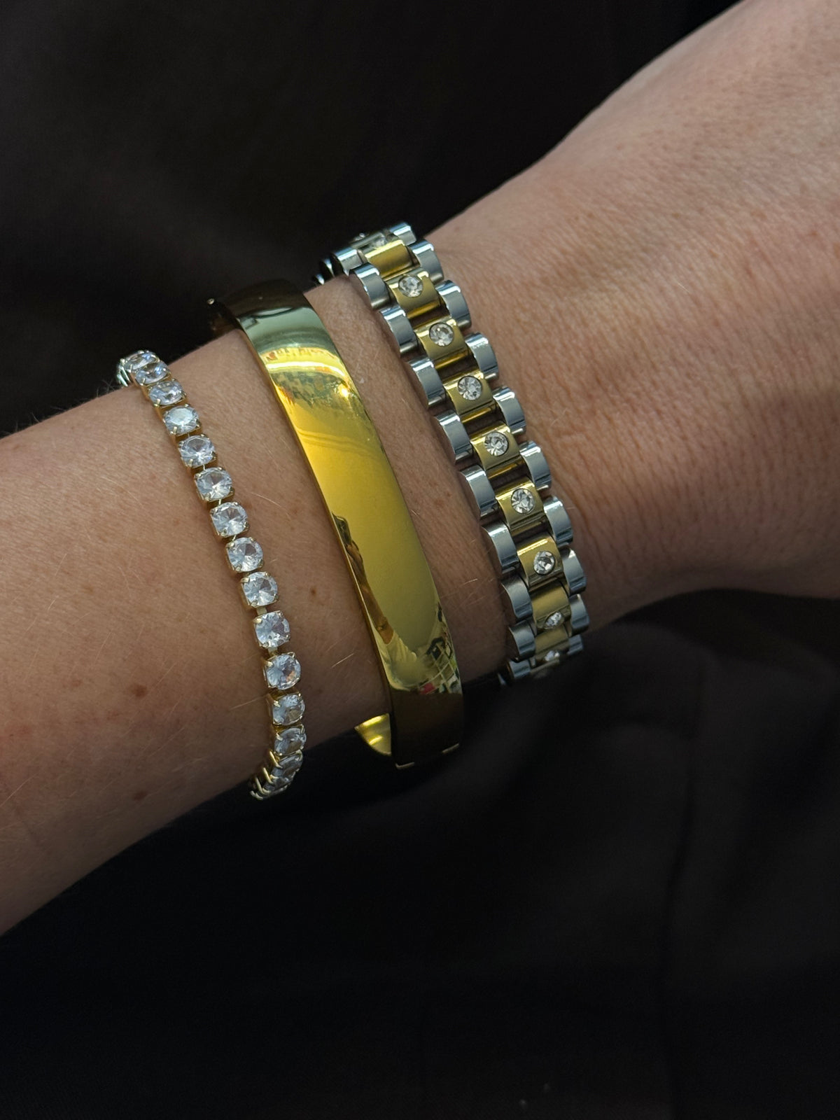Macy - Gold Silver Diamanté Bracelet