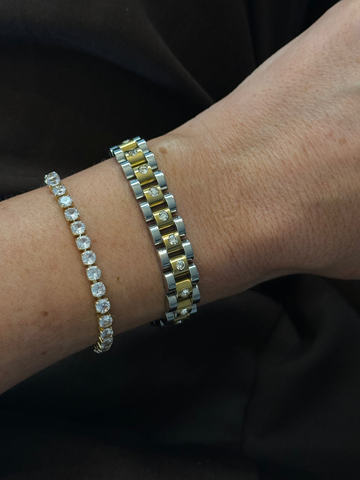 Macy - Gold Silver Diamanté Bracelet