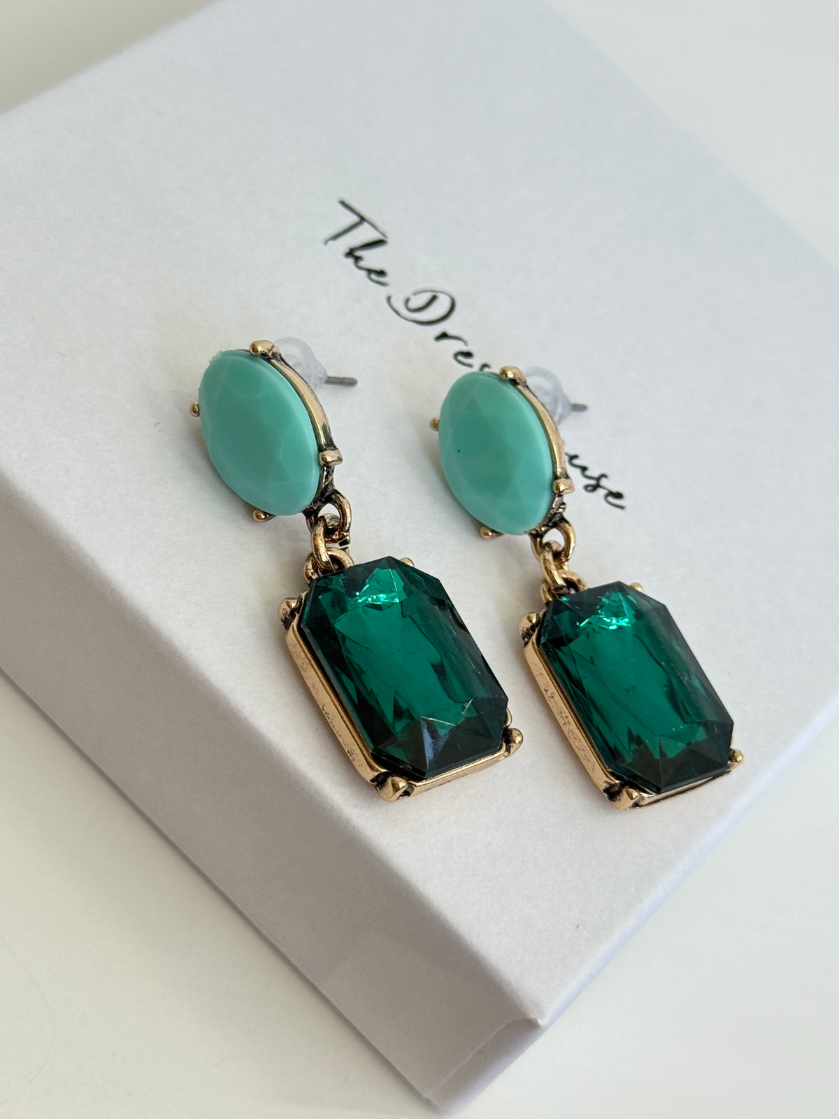 Katie - Green Turquoise Gold Earring
