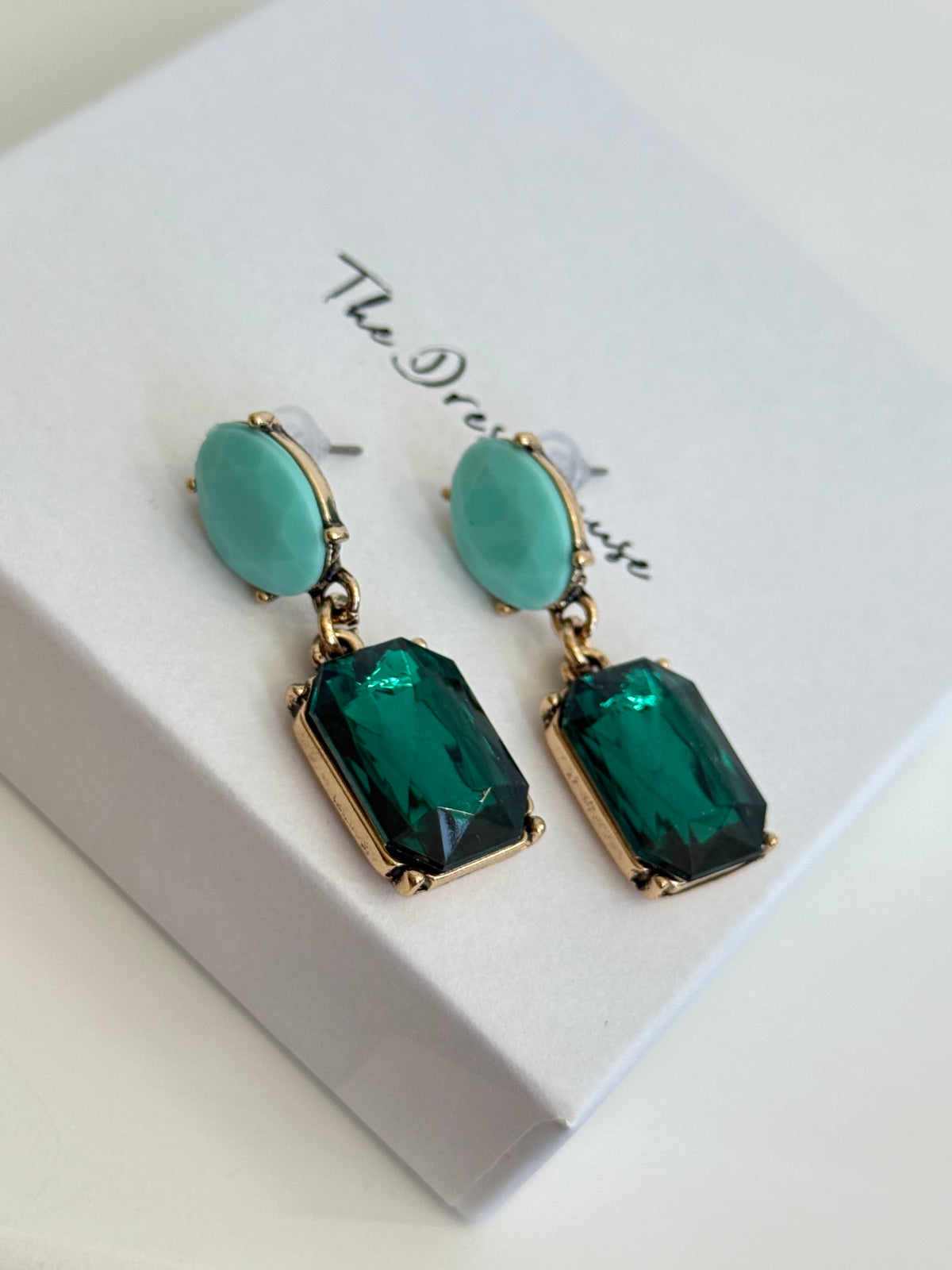 Katie - Green Turquoise Gold Earring