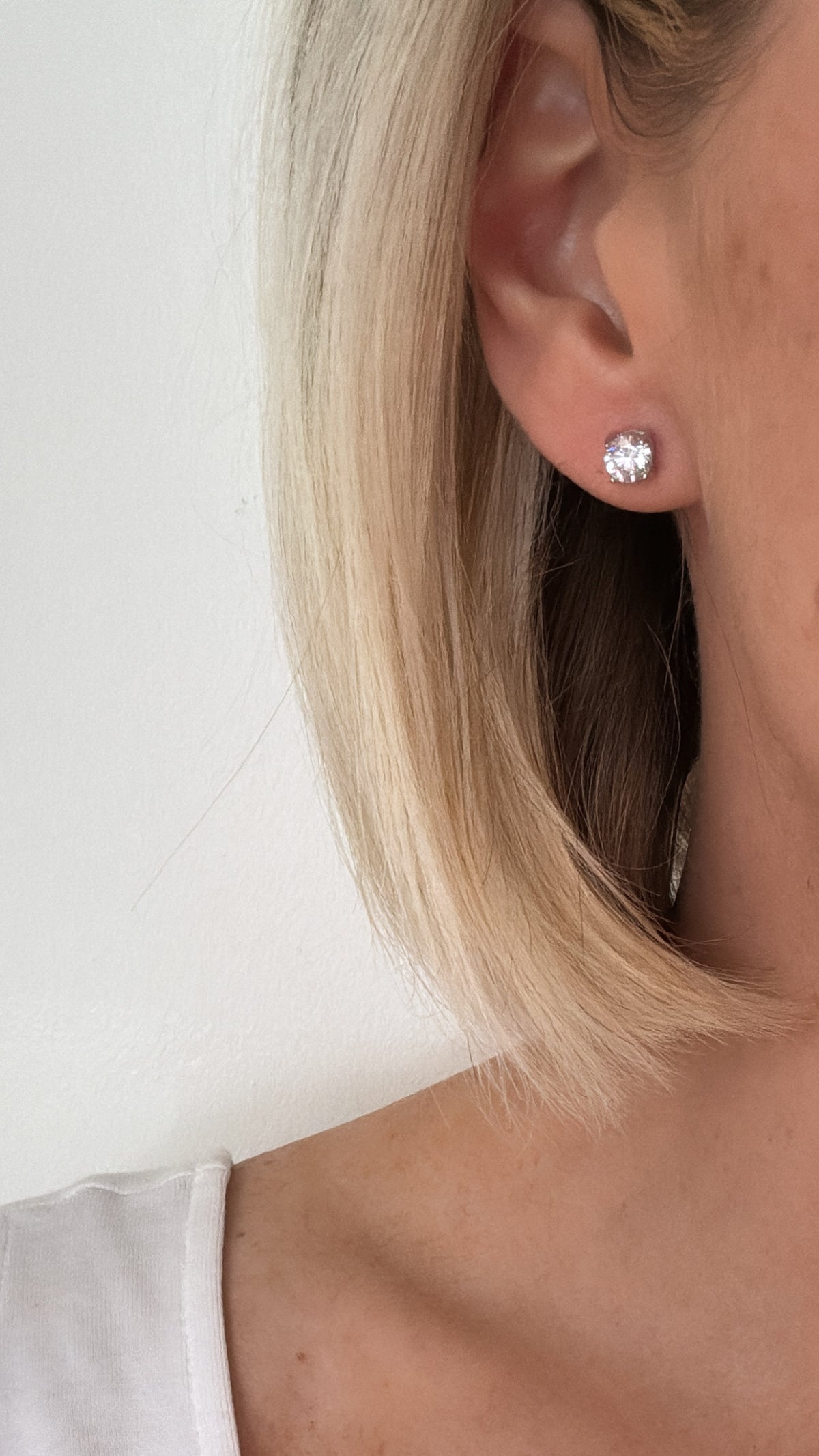 Alex - Silver Floating Diamond Necklace Earring