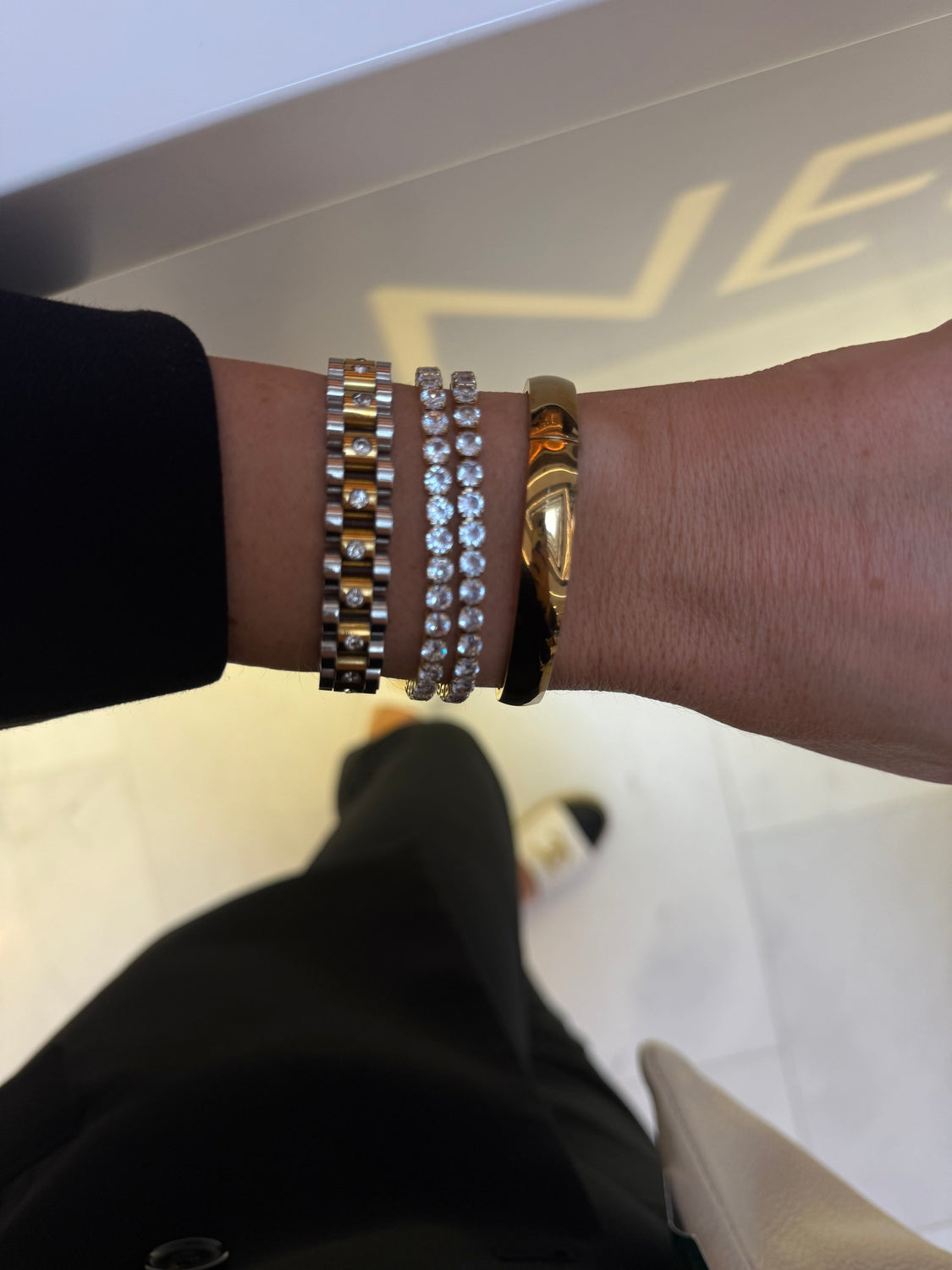 Macy - Gold Silver Diamanté Bracelet