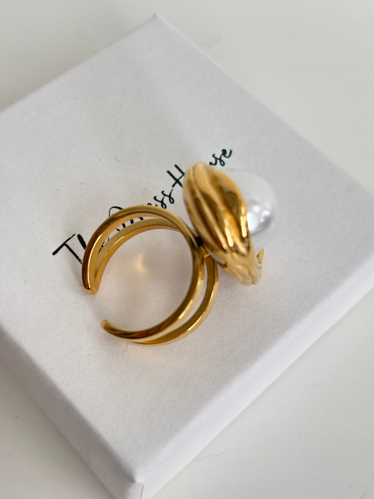 May - Pearl Adjustable Gold Ring