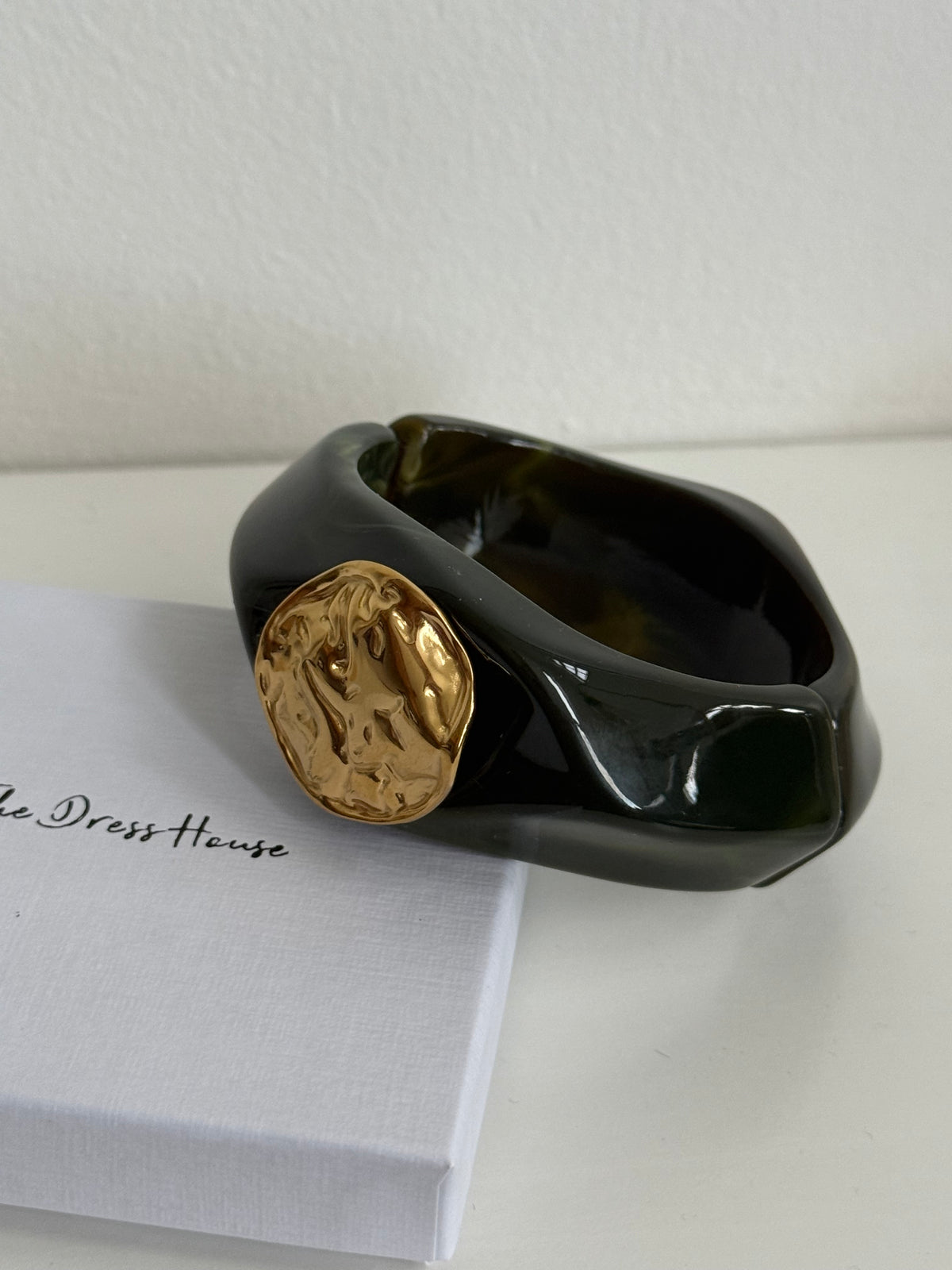 Emily - Olive Green Gold Bangle