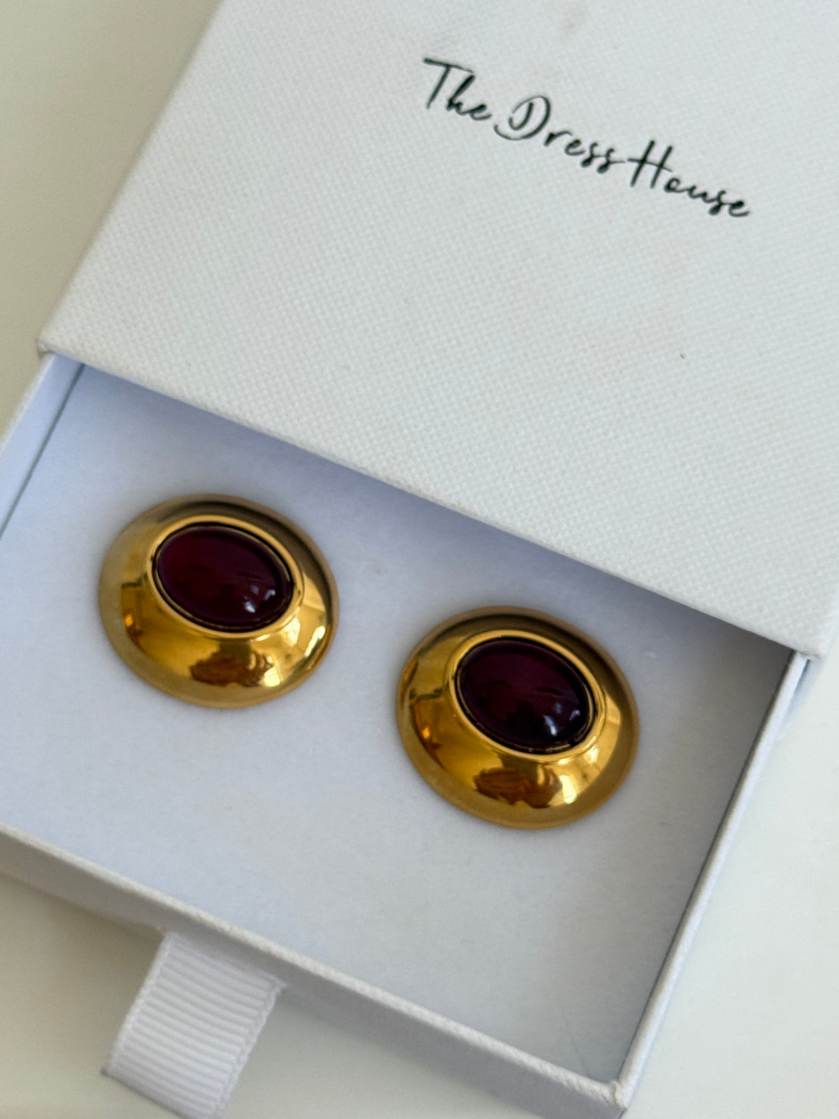 Casey - Gold Red Wine Earring