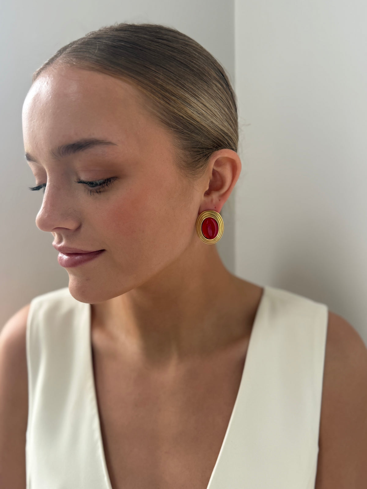 Allie - Red Gold Statement Earring