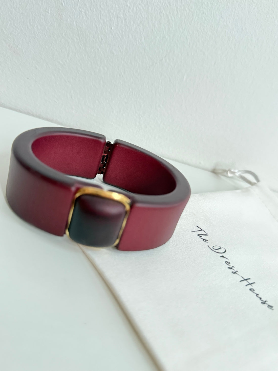 Celine - Burgundy Gold Bangle Bracelet