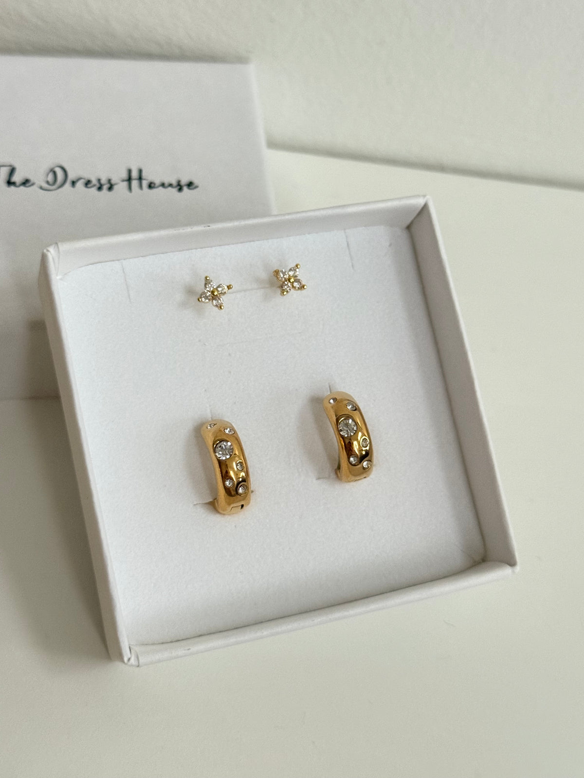 Stacking Hoop Stud Gold Earring Set