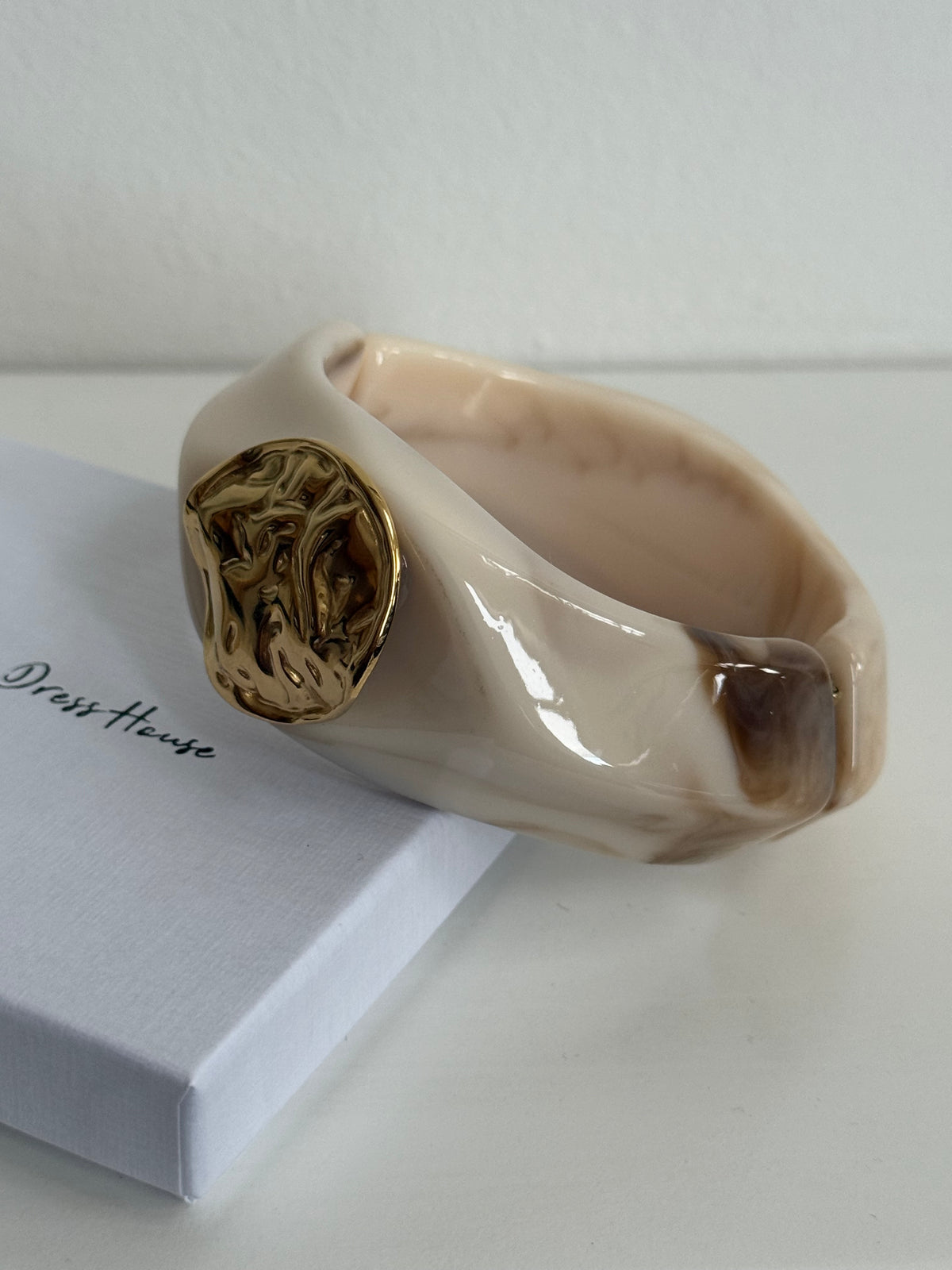 Emily - Gold Cream Bangle