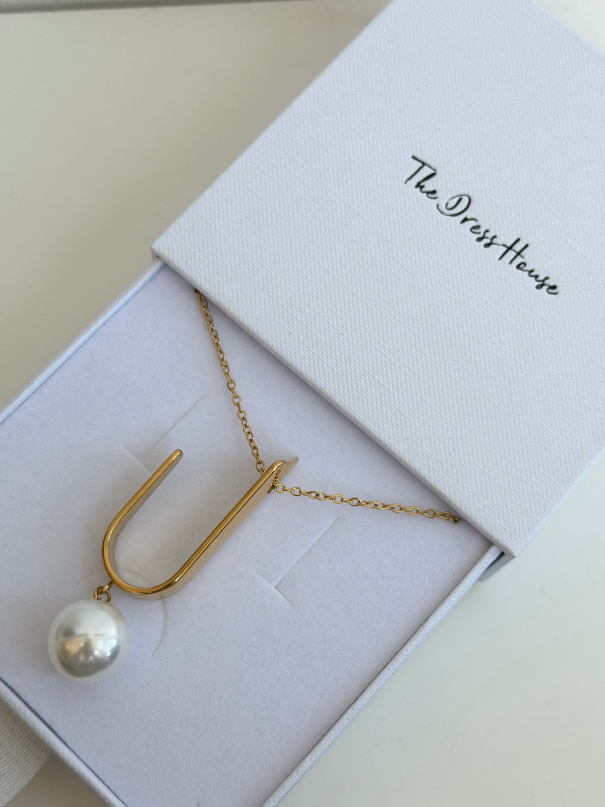Casey - Gold Pearl Hoop Necklace