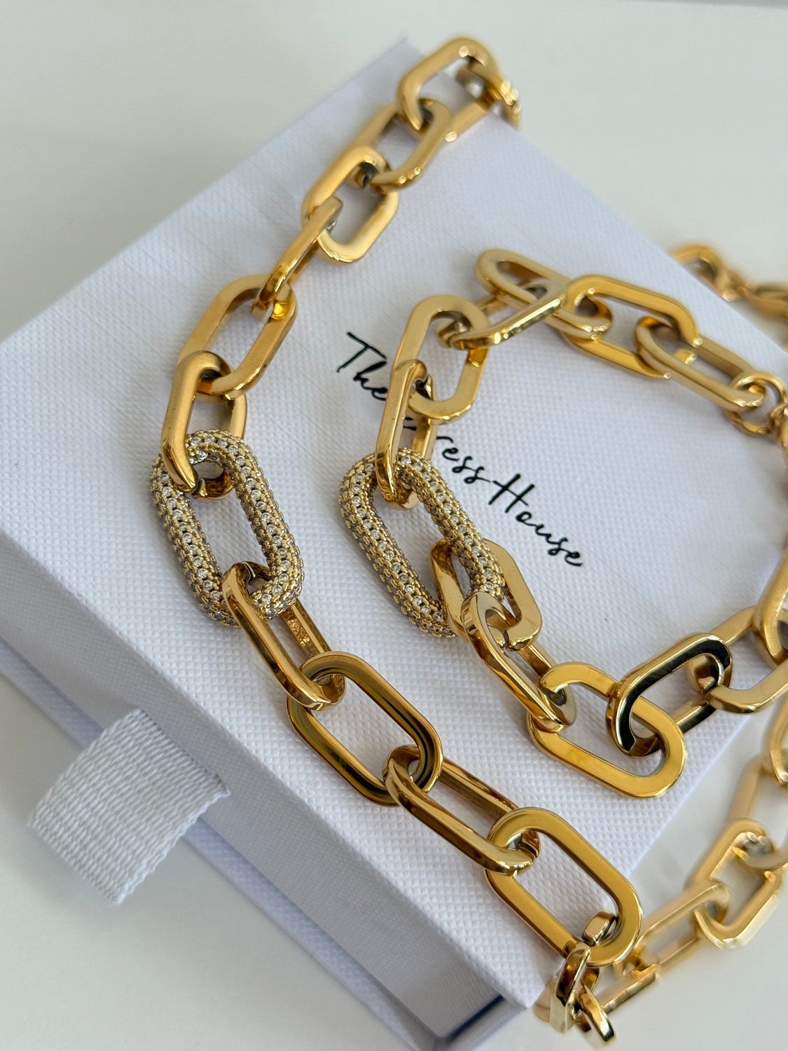 Candice - Gold Link Bracelet Necklace Set