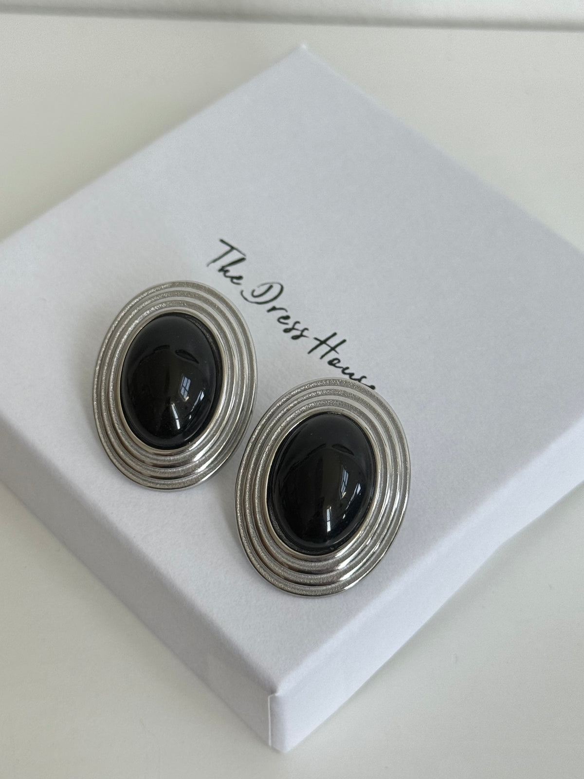 Allie - Silver Black Statement Stud Earring