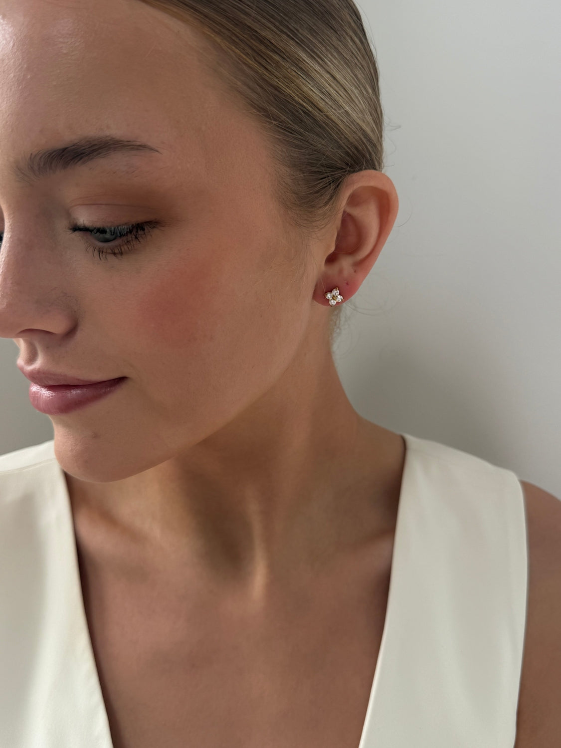 Amber - Gold Stud Earring