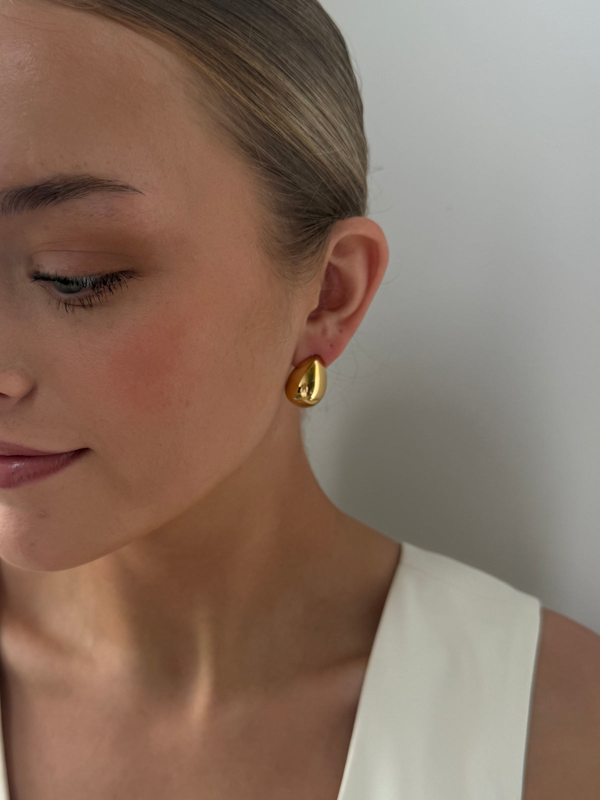 Selene - Gold Statement Teardrop Dome Earring