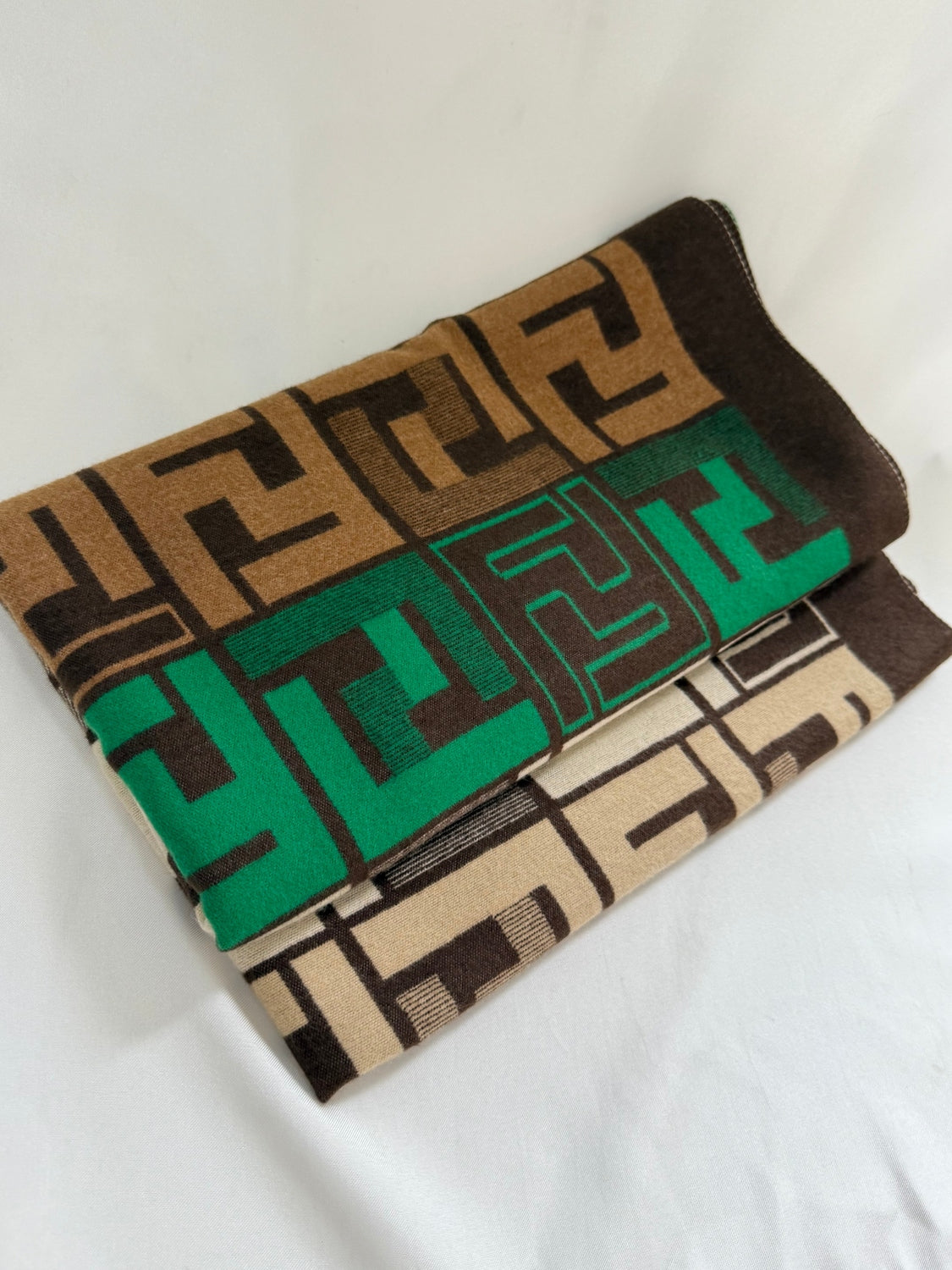 Luxury Brown Green Tan Scarf