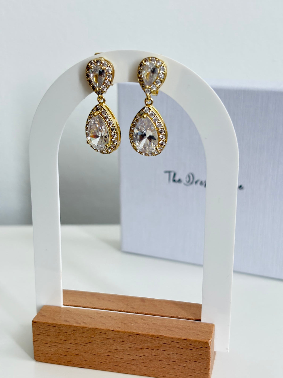 Mai - Clip On Gold Diamanté Earring
