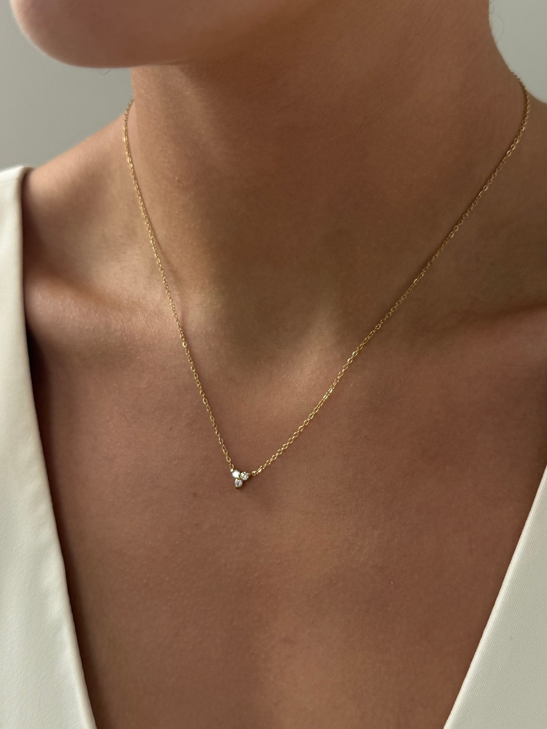 Amber - Triple Clover Gold Necklace