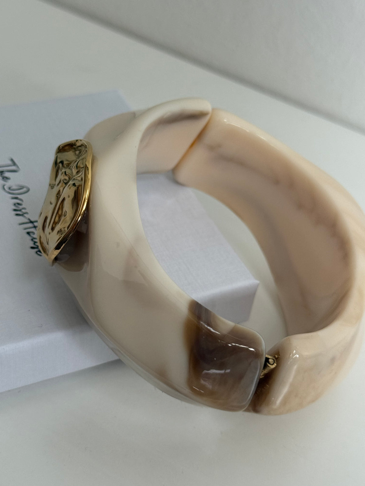 Emily - Gold Cream Bangle