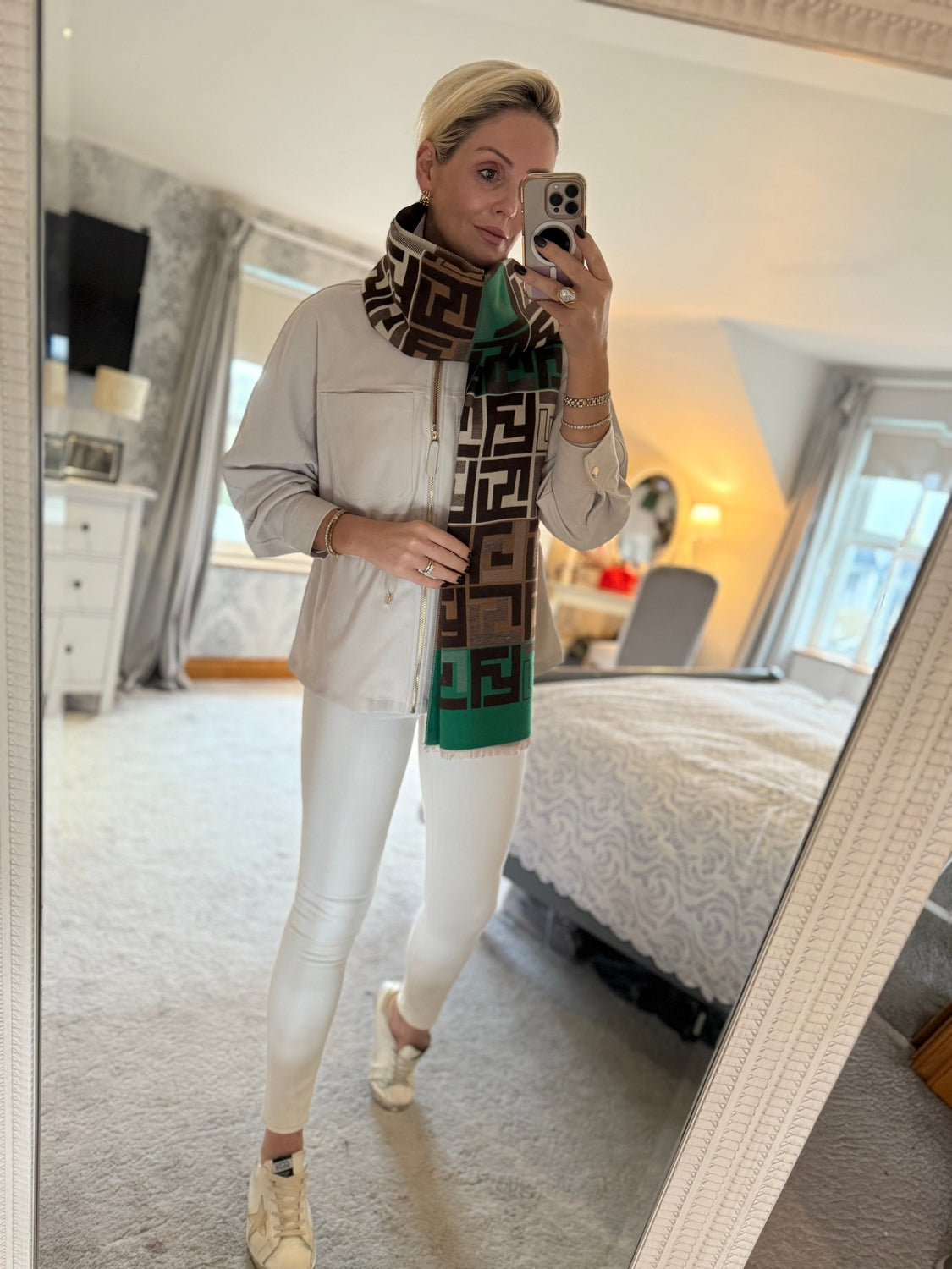 Luxury Brown Green Tan Scarf