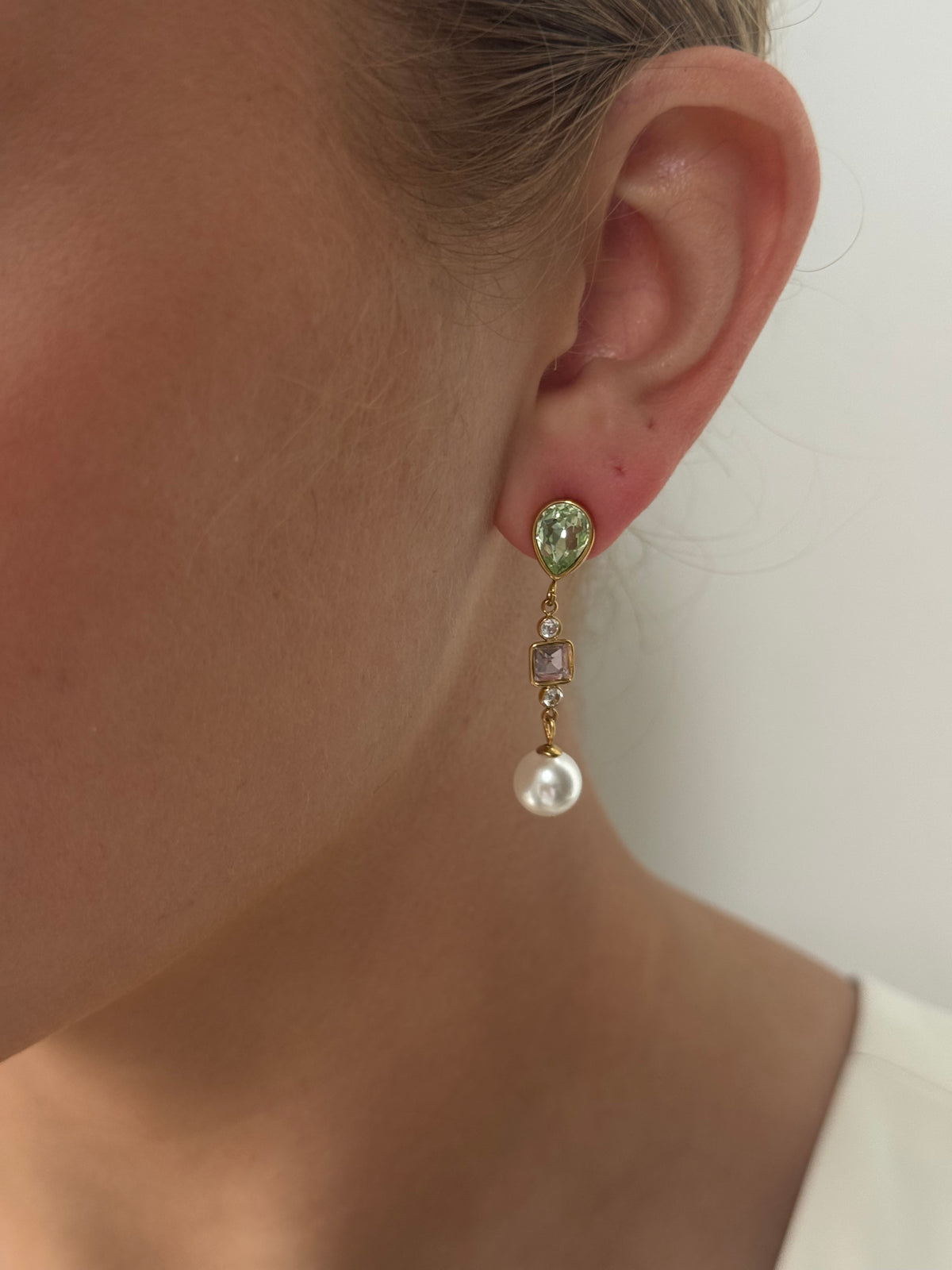 Cecilia - Gold Pink Green Earring