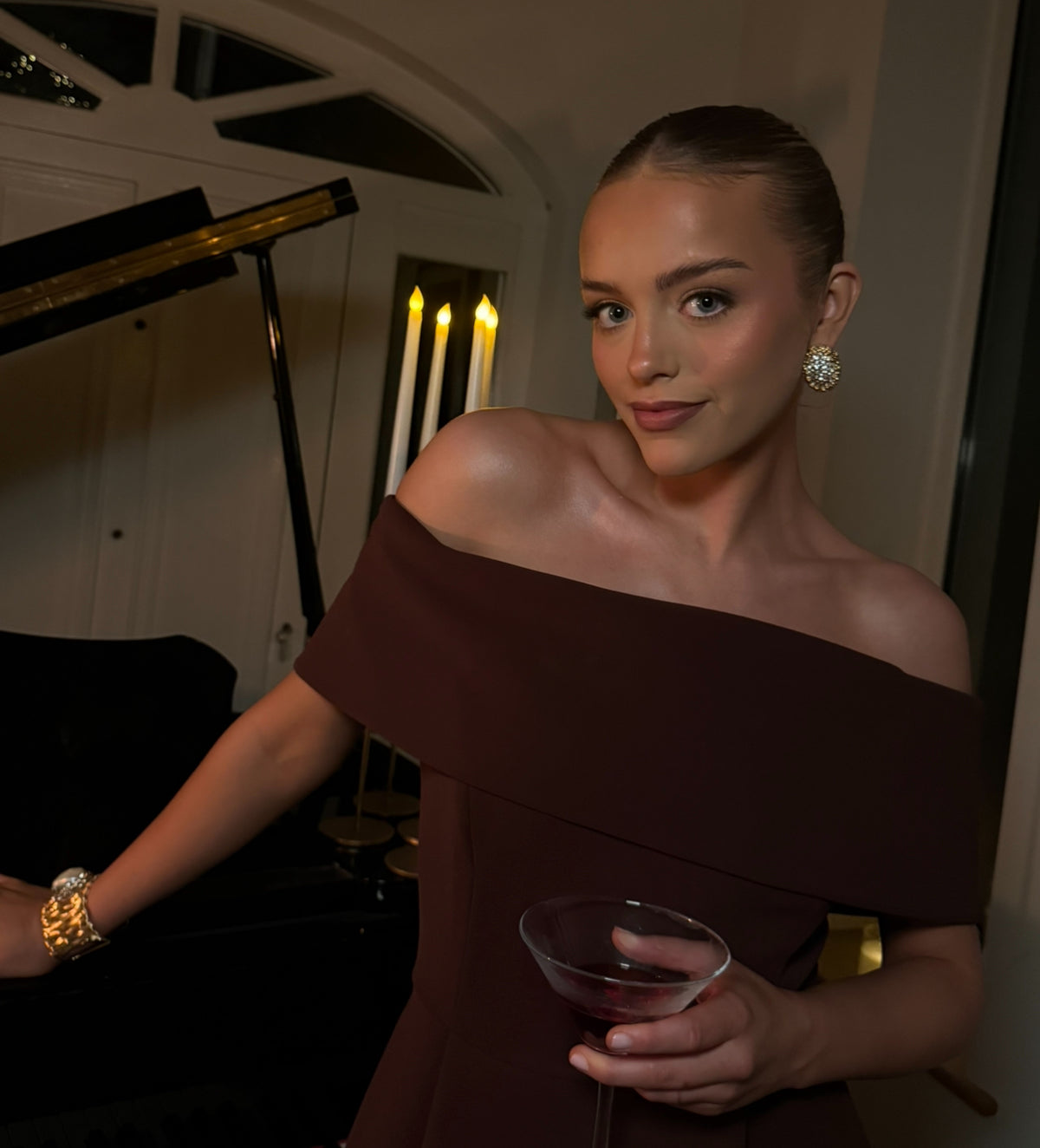 Lauren - Gold Diamonte Statement Earring